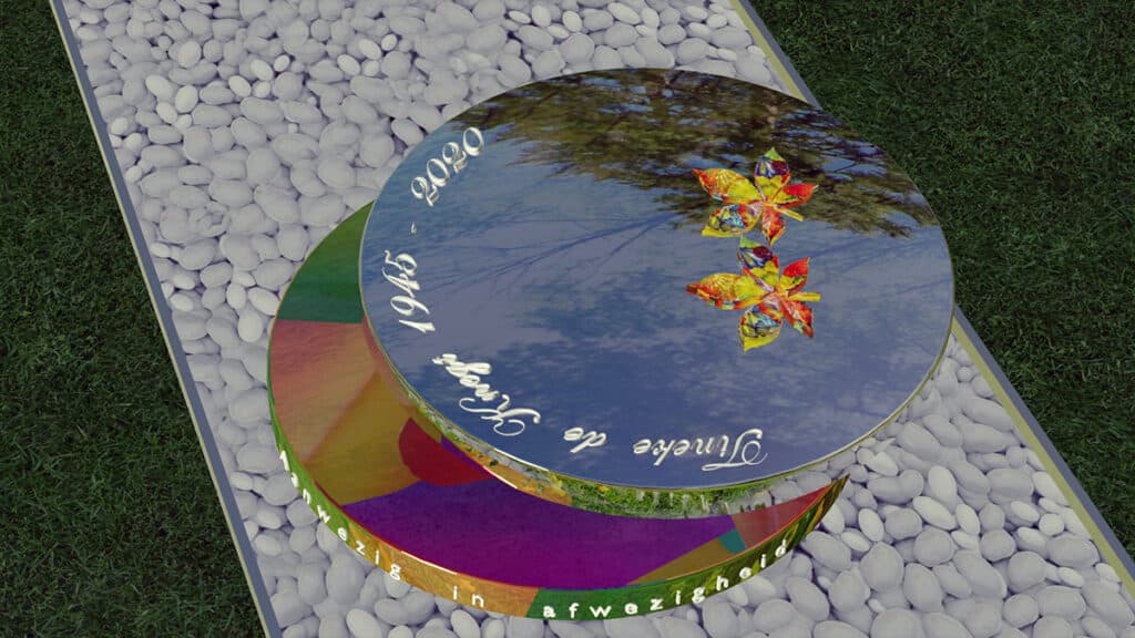 3d ontwerp eigentijd RVS grafmonument met kleur