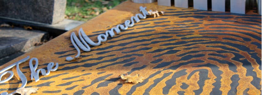 Familiegraf combinatie van cortenstaal, rubber en RVS