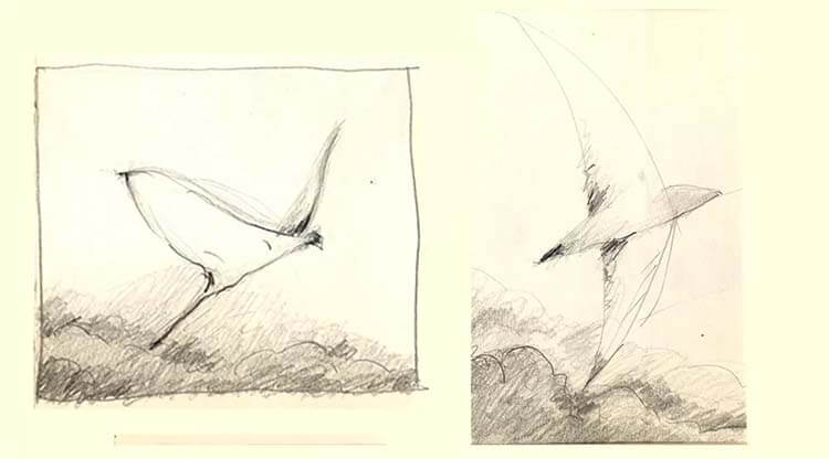 Schetsen rouwkaart voor mijn vader