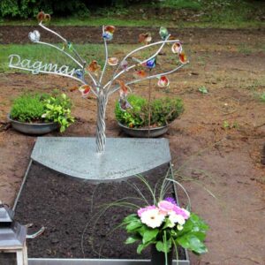 Kindergrafsteen glas en RVS Dagmar