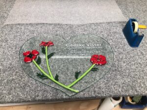 glazen hart in glasstudio