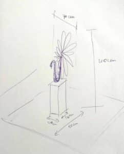 schets gedenkteken met pauw