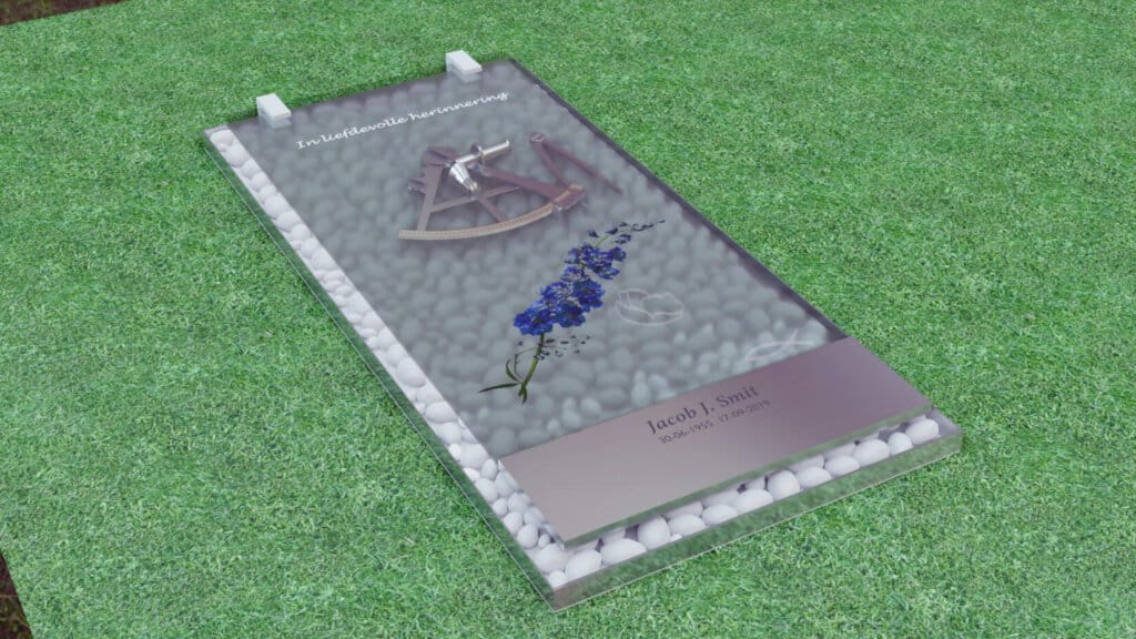 3d artist impression grafzerk van glas en RVS